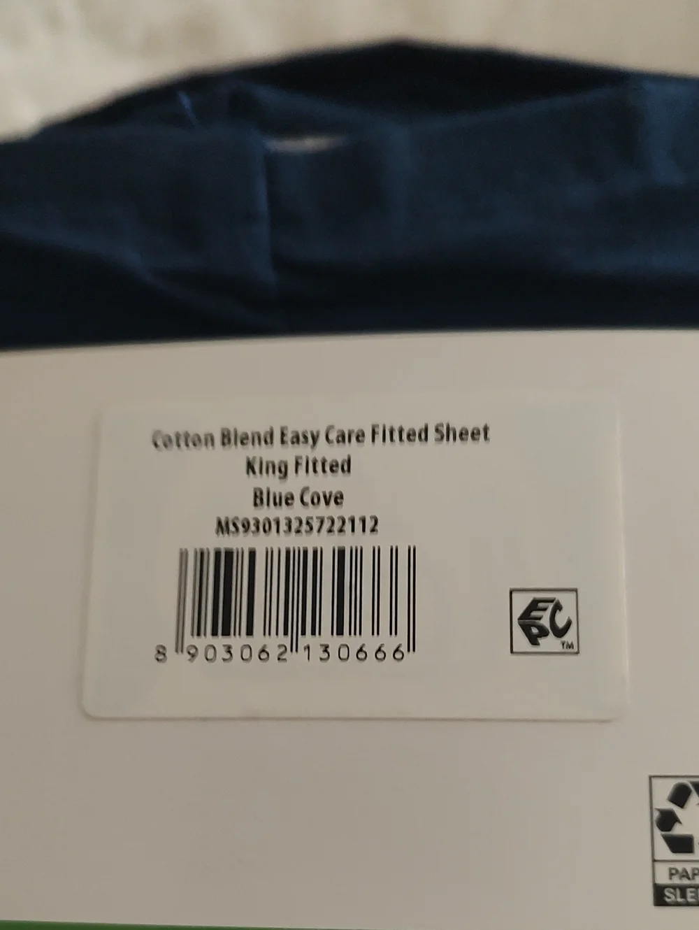 New Mainstays Navy Cotton Blend King Size Fitted Sheet